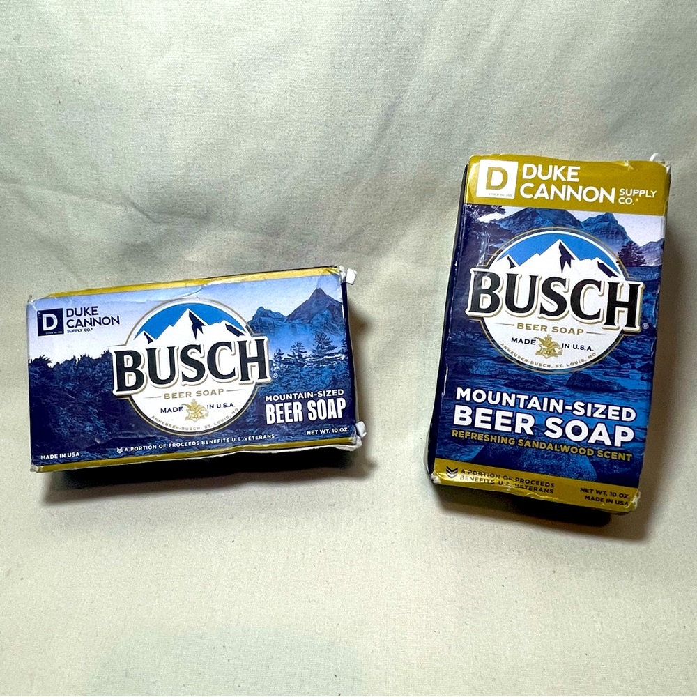 2 Duke Cannon Busch Beer Soap for Men Sandalwood 10oz each